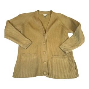 Vintage Style Yarnworks Olive Ribbed Knit Cardigan Petite Medium Y2K 90s Sweater
